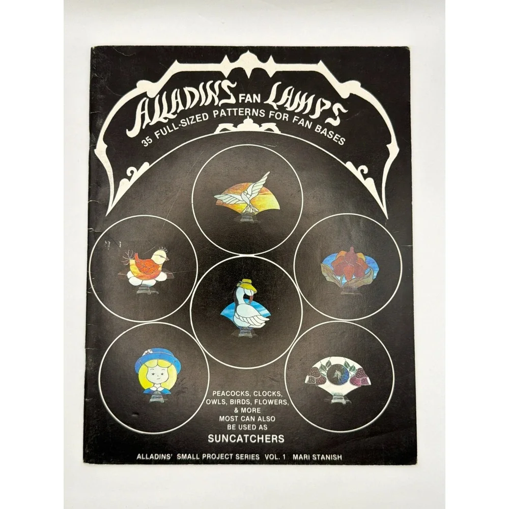 1985 Alladins Fan Lamps Mari Stanish Stained Glass Pattern Book 35 Designs